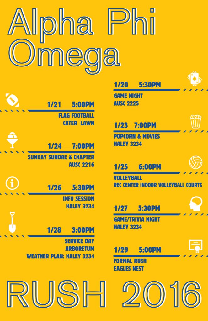 This poster was designed to highlight Alpha Phi Om