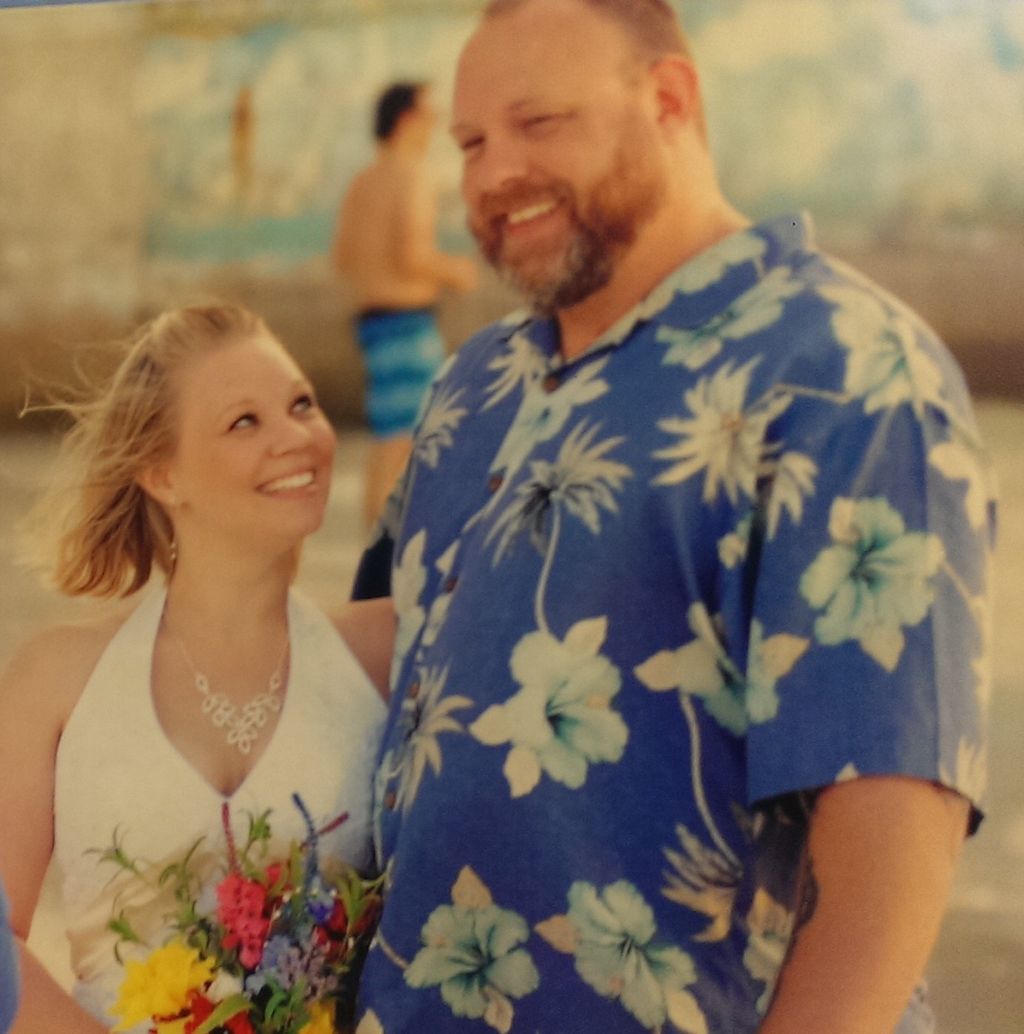 My daughter Meghan as she marries a happy Dave; re