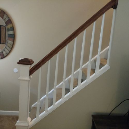 After addition of custom newel post, balusters, an