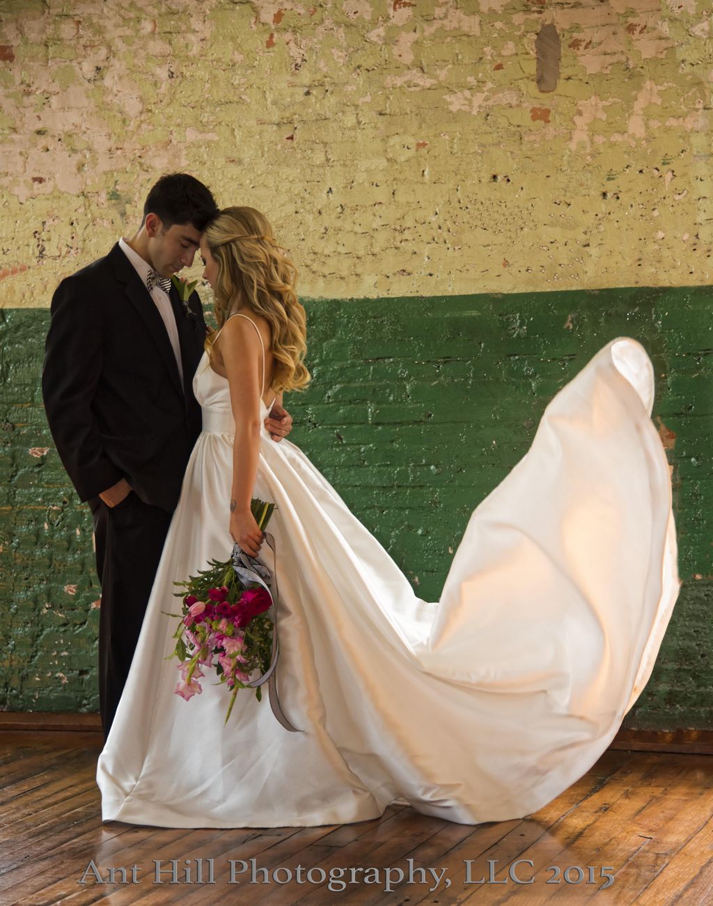 Bride and Groom in a loving embrace.