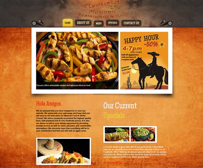 Created a website for a Mexican Restaurant in Read
