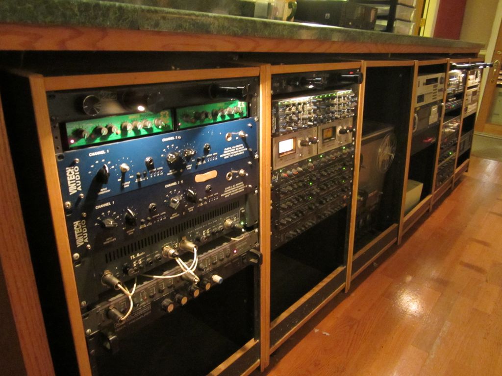 Vintage compressors and pre amps in the "A" Room