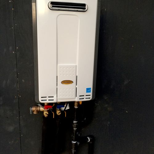 We install tankless water heaters. Our clients are