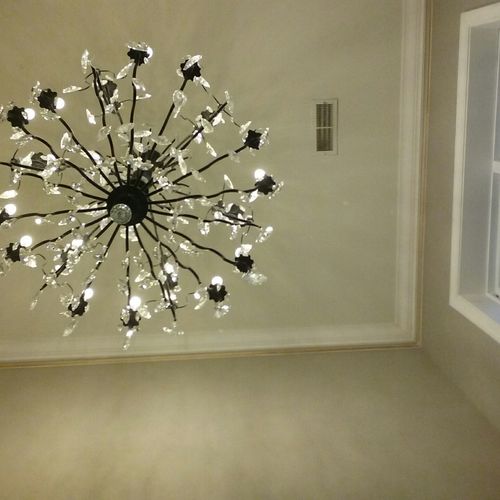 View of beautiful lighted chandelier