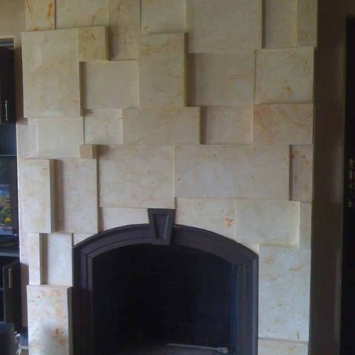 Italian Scagliola Blocks: modern fireplace.