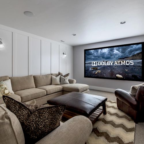 Home theater media room with Sony 3D HD projection
