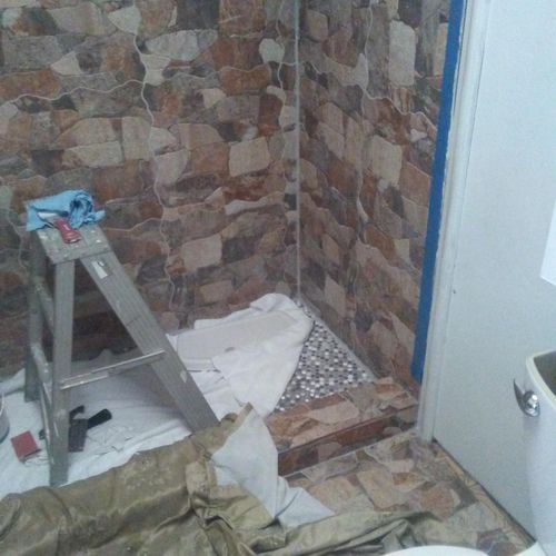 Tile ashower in amanufacture home