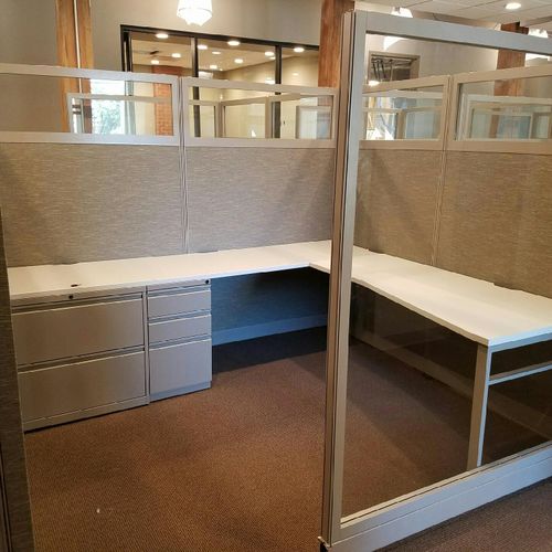 Cubicles with glass paneling