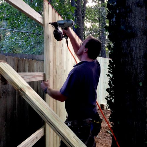 This eight-foot fence is made of pressure-treated 