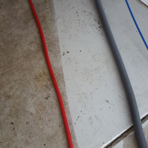 Before and after garage floor cleaning