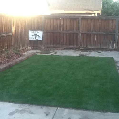 synthetic turf and gravel installation.