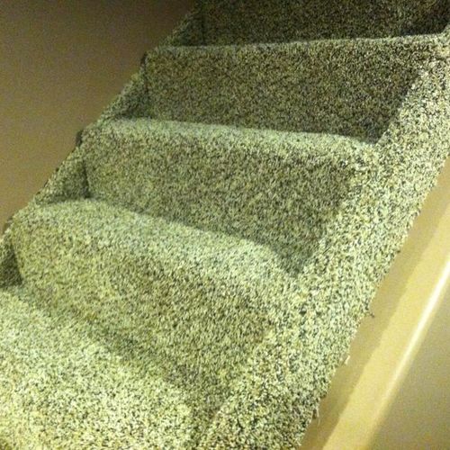 Carpet on stairs and stringers