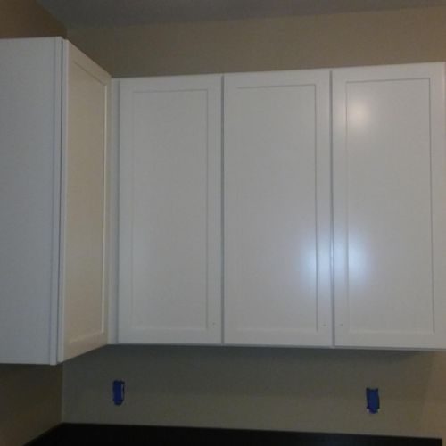 Cabinets sprayed and reassembled.