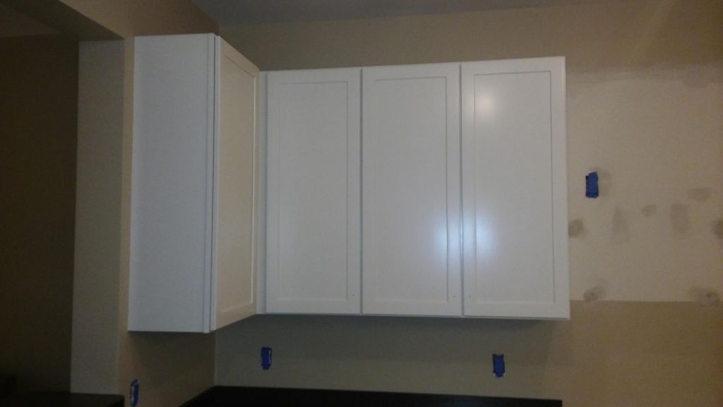 Cabinets sprayed and reassembled.
