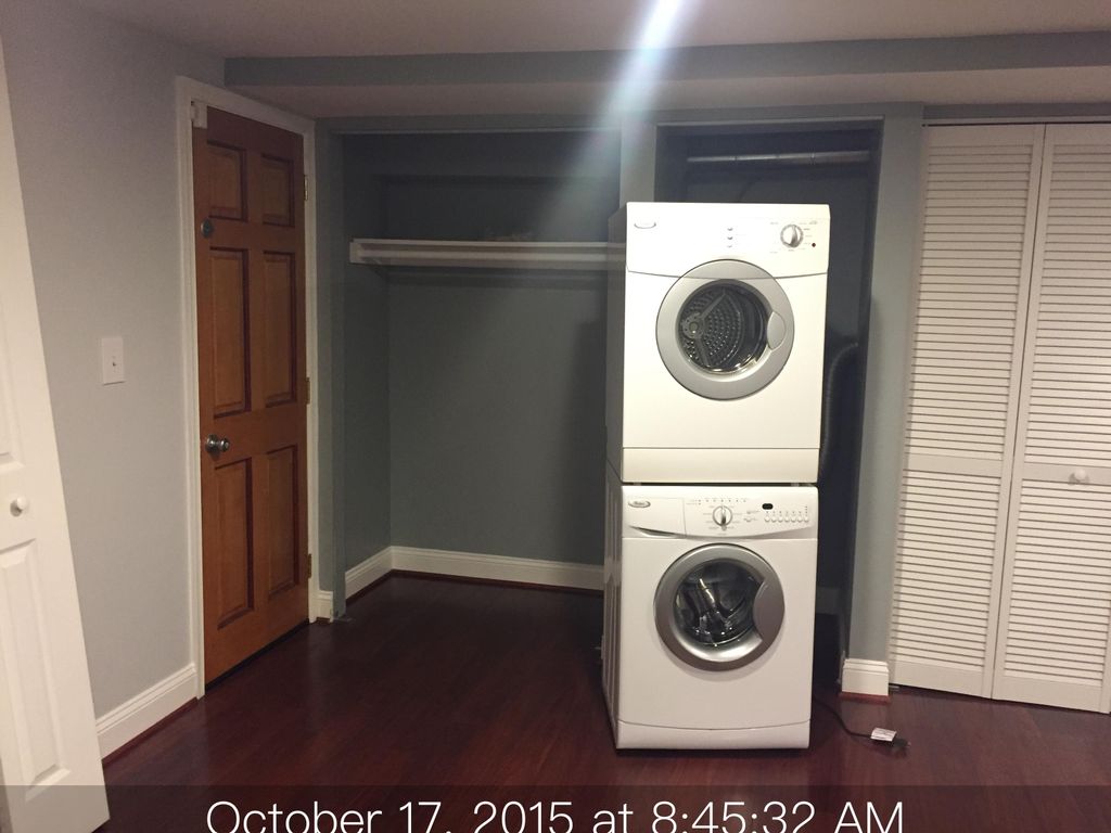 Before.
Remove existing laminate flooring and clos