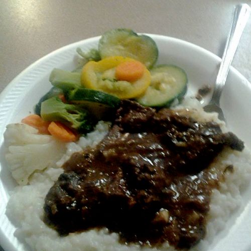 old fashion beef calf liver smothered with brown g