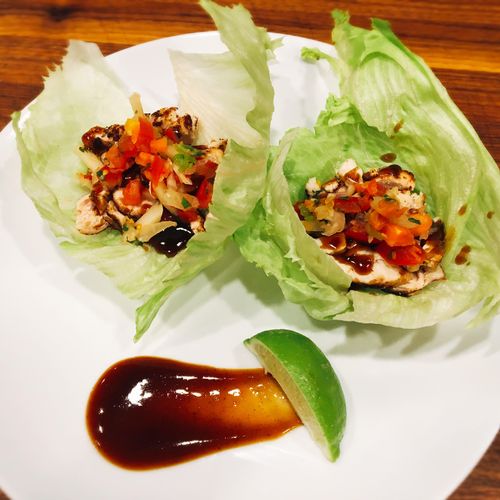 Chinese chicken in lettuce cups