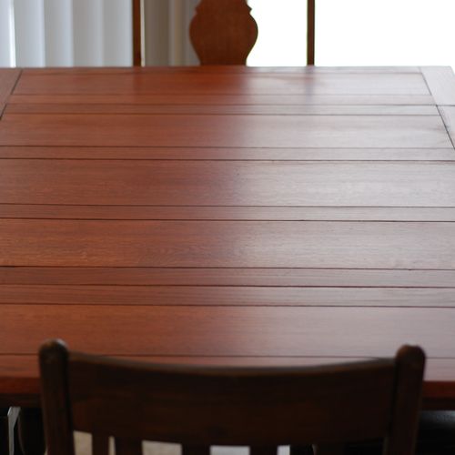 after-
Done in a walnut stain with a matte finish-