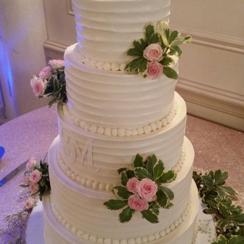 Buttercream Wedding Cake with Horizontal Texturing