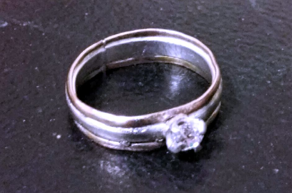Sterling, gold-filled and CZ hand-forged ring