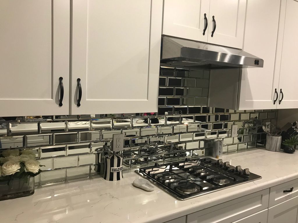Mirror subway tile backsplash...Installed 1/28/201