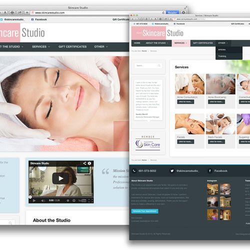 Skin Care Studio website with online reservations 