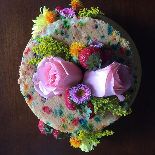 Gluten-free, dairy-free Funfetti Naked Cake with f