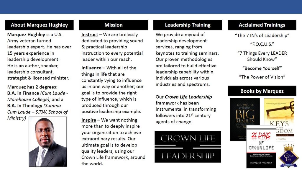 (2/3) Marquez Hughley - Speaker Brochure - Crown L