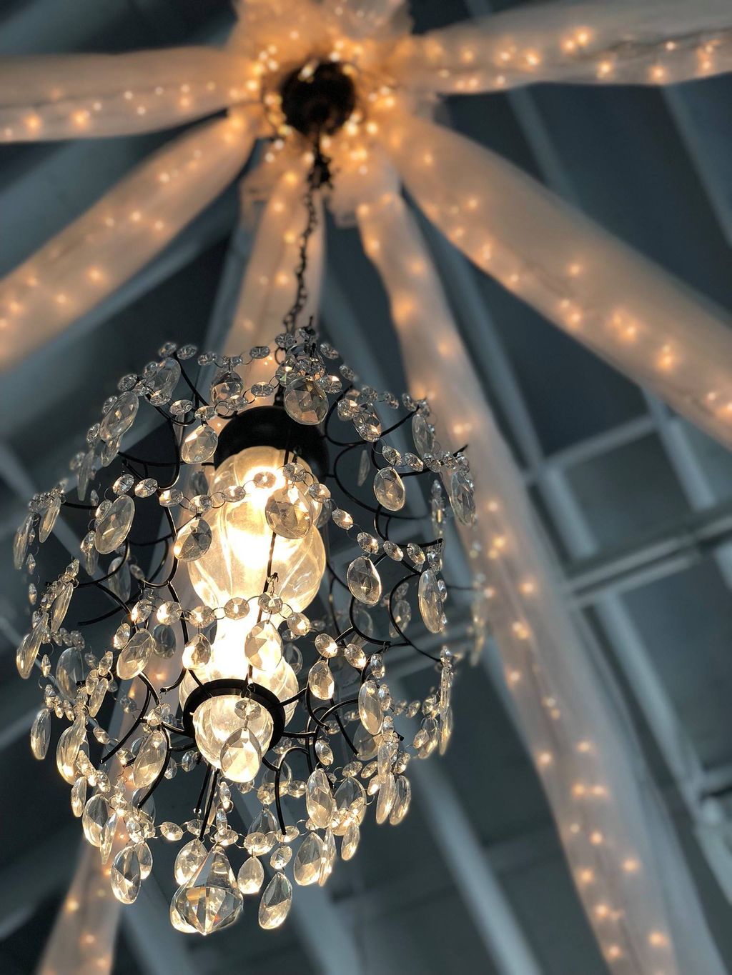 This custom chandelier is pure elegance