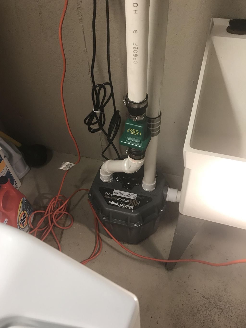 This is a pump up system used in basement for laun