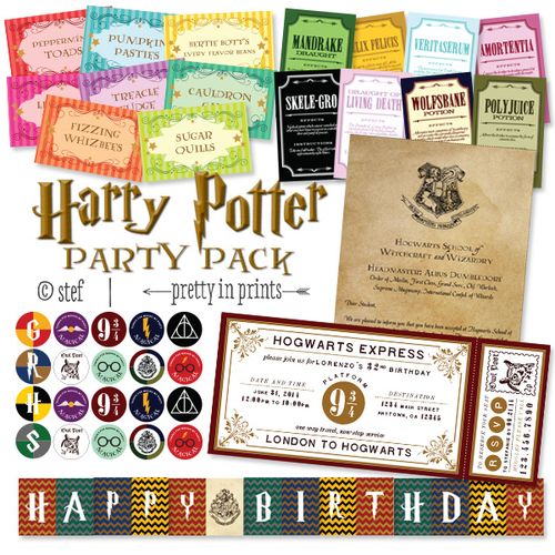 Harry Potter themed party pack printables.