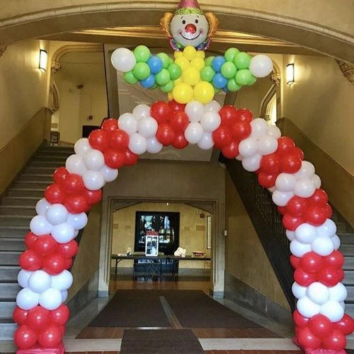 Clown balloon arch for Pelham High School's theatr
