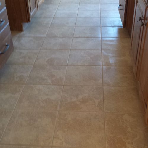 Tile floor in kitchen