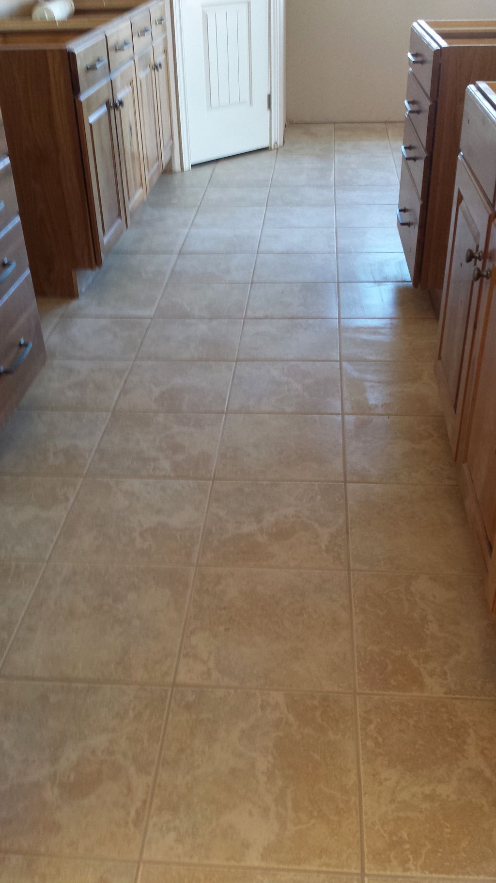 Tile floor in kitchen