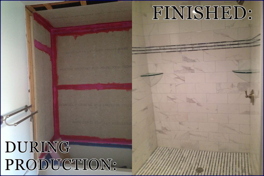 Bathroom with new tiling on wall and floor