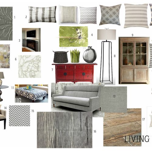 Sample design board of a Living Room/Great Room