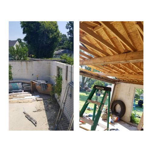 built roof for shed