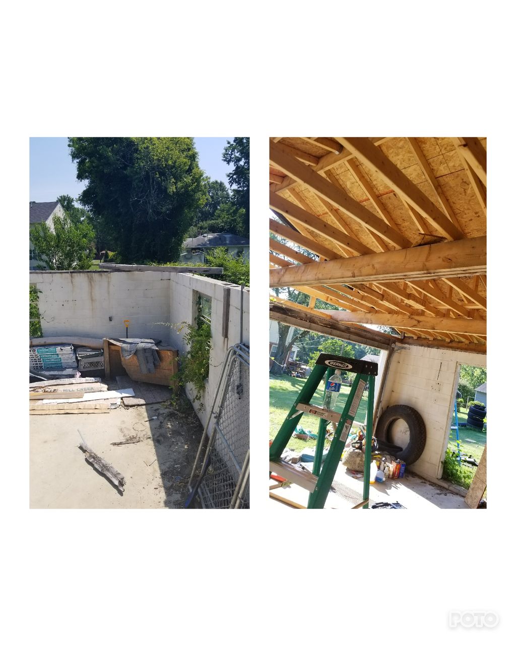 built roof for shed