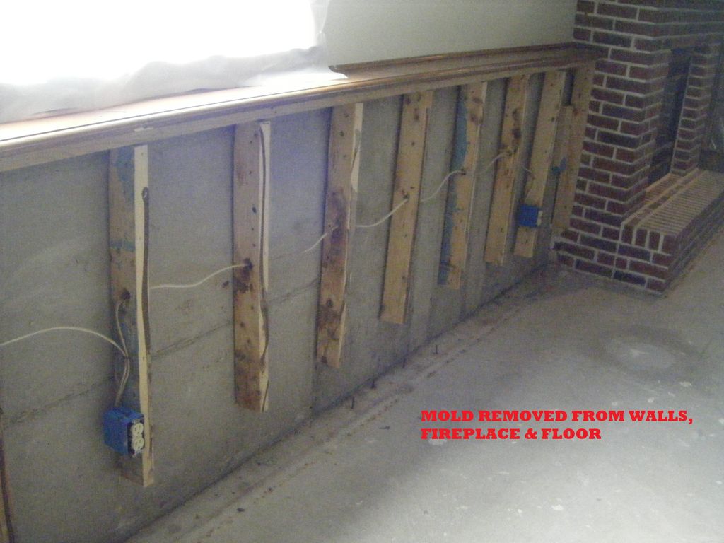 After, moldy drywall removed and surfaces cleaned.