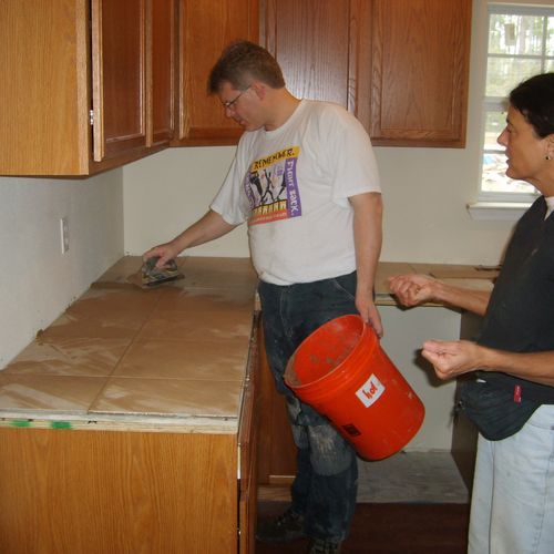 Tiling a countertop
Sidell LA (after Katrina)