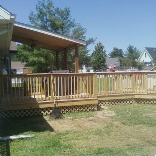 deck connected to walkway, grilling station, conne