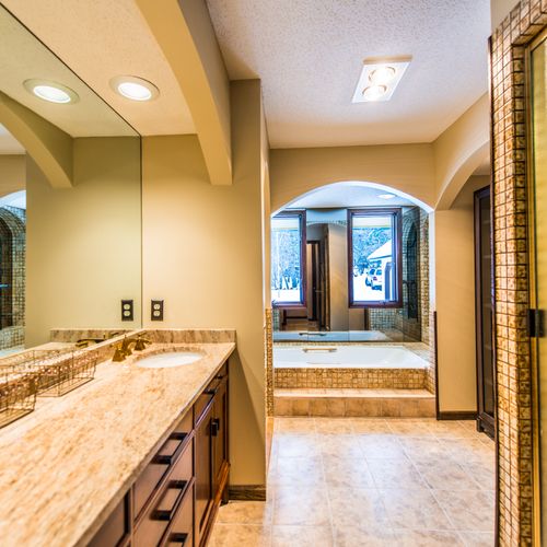Bathroom renovation including granite counter tops