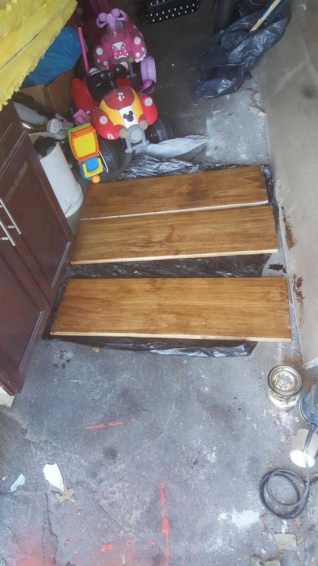 Sand and stain new stairs