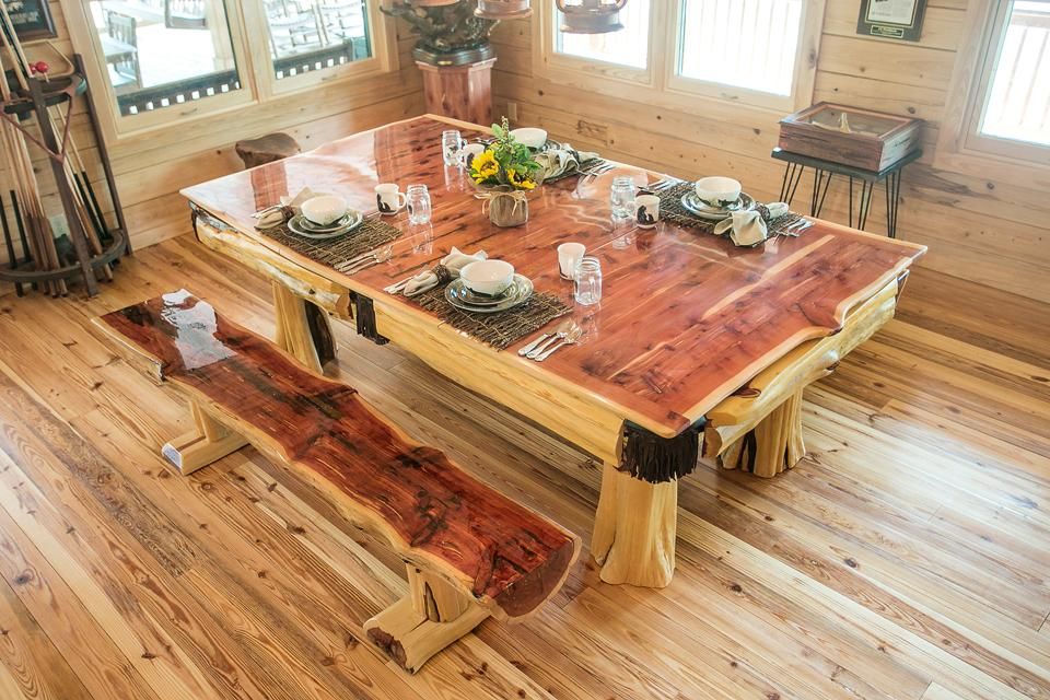Custom table with dining top & custom benches