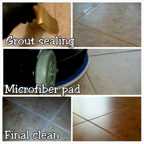 Tile and grout sealing step by step process.