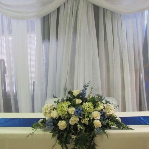 Rentals for Head Table with silk centerpiece.