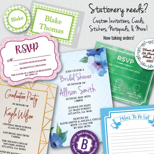 Thank you cards, bridal/baby shower & wedding/grad