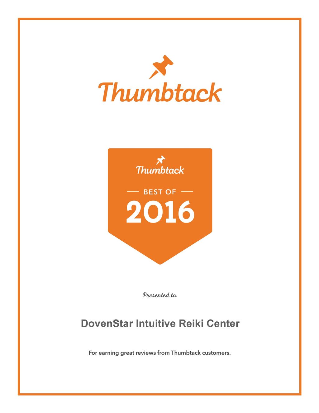 We are proud to receive the Best of Thumbtack awar