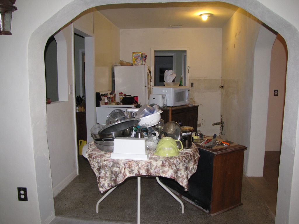 Portions of the kitchen walls were removed and ope