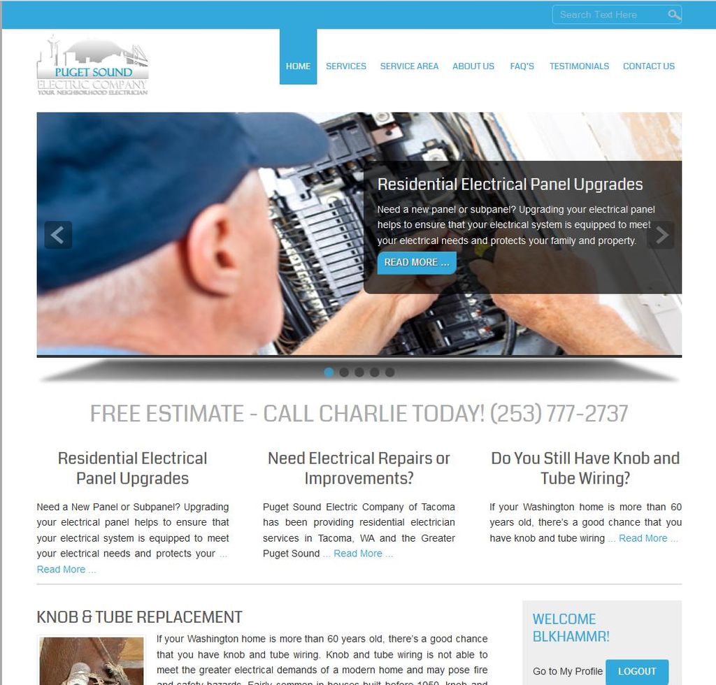 Website designed for electrician